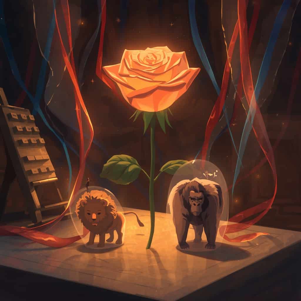 Animals and a rose